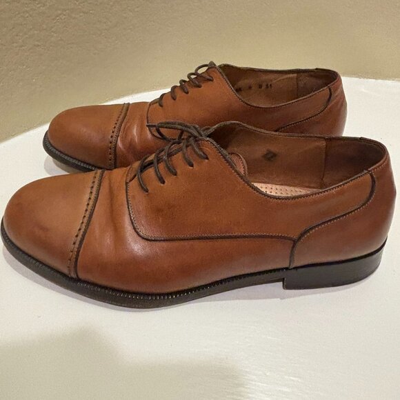 👞Cole Haan Men's Cap Toe Oxfords Brown Leather Size 9 Balmorals - Picture 3 of 9